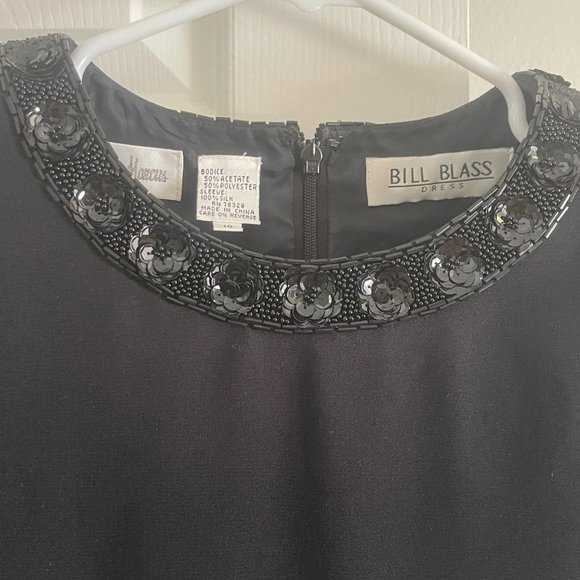 Vintage Bill Blass Knee Length Dress with Silk Sheer Sleeves Size 10 - Picture 5 of 7